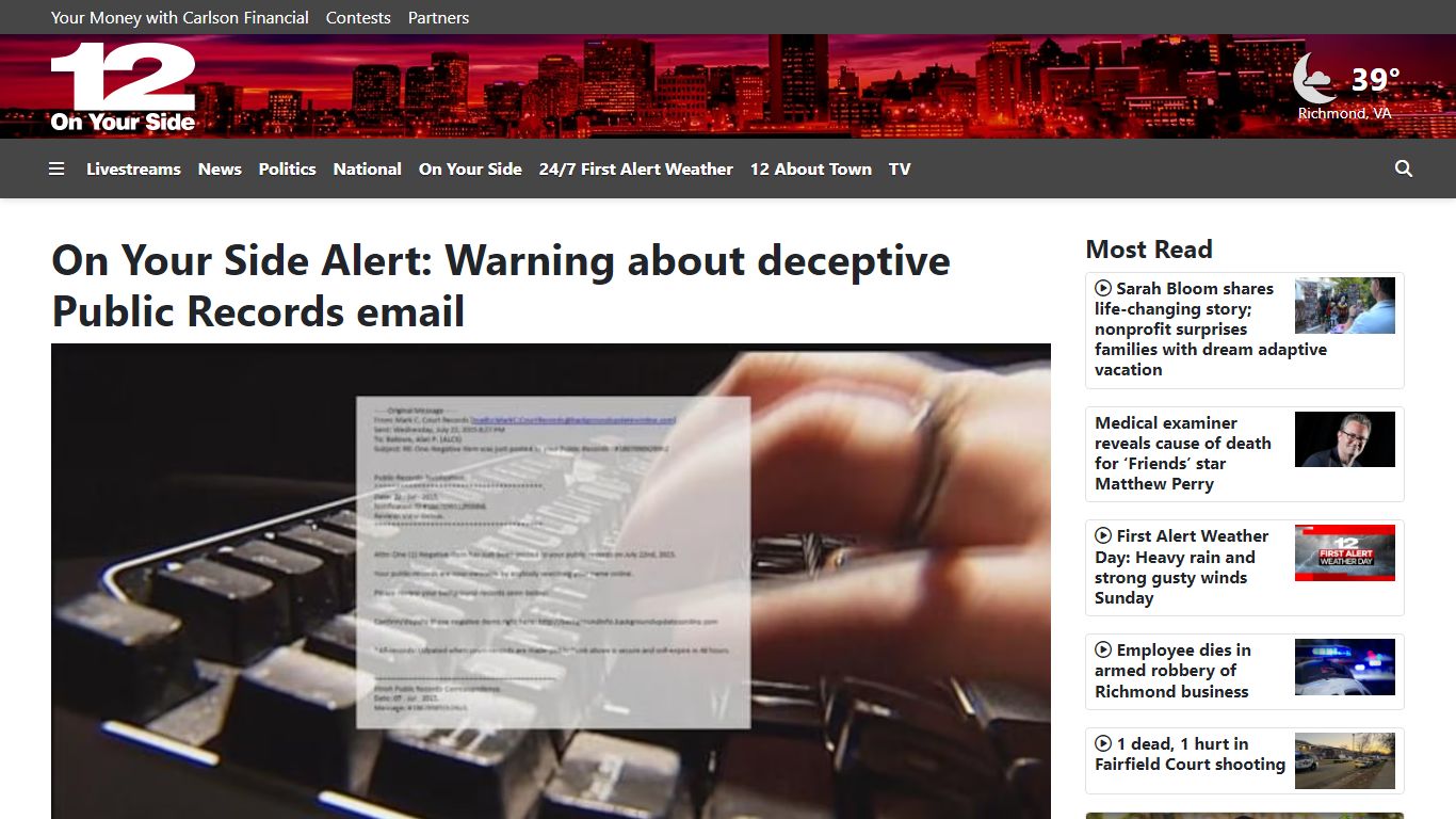 On Your Side Alert: Warning about deceptive Public Records email