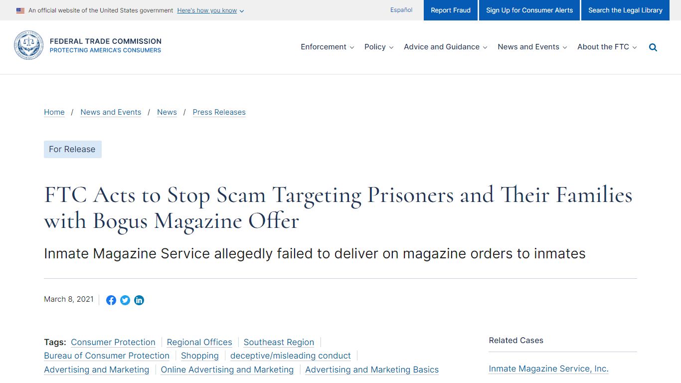 FTC Acts to Stop Scam Targeting Prisoners and Their Families with Bogus ...