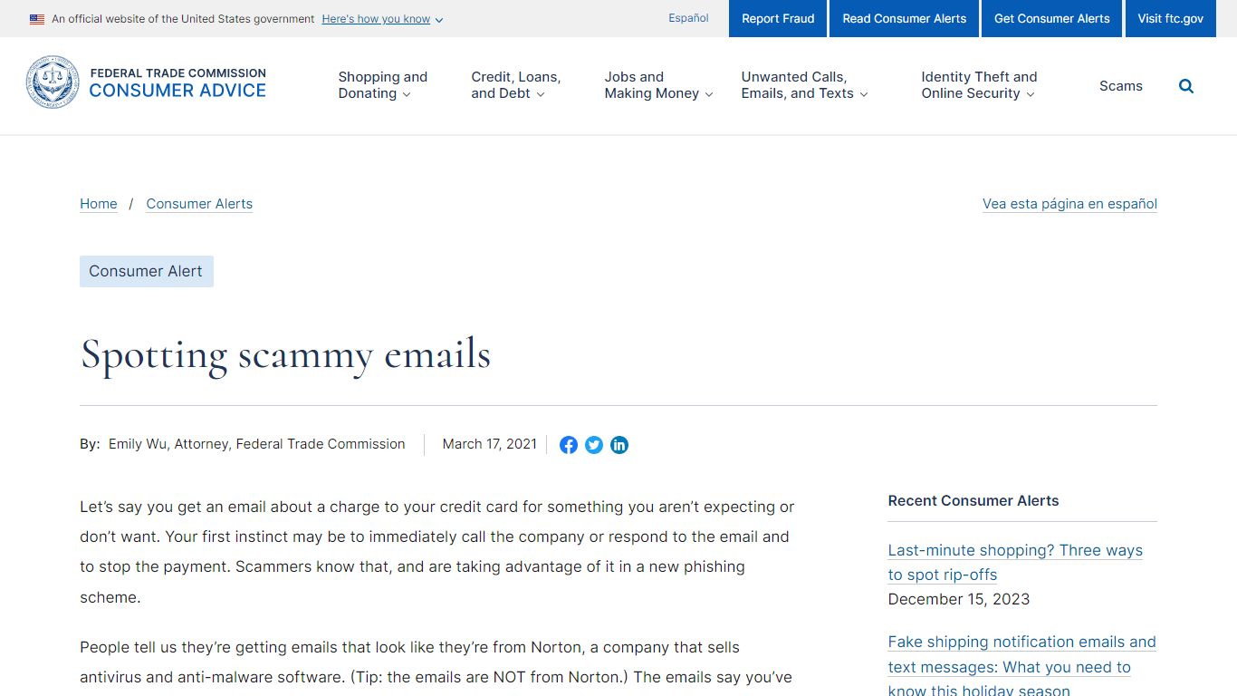Spotting scammy emails | Consumer Advice
